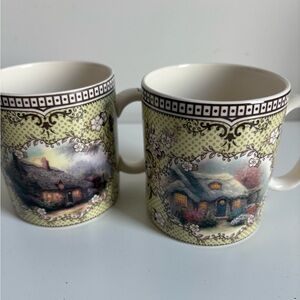 Vintage 2005 Thomas Kinkade Spode Mugs set of 2